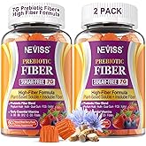 Fiber Gummies for Adults with Psyllium Husk, 7G(Soluble + Insoluble) Daily Prebiotic Fiber with Inulin, FOS, Guar Gum, Multivitamins for Daily Digestive Health, Regularity Support,Sugar Free,Pack of 2