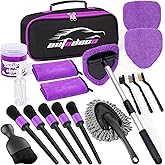 AUTODECO Windshield Cleaner Tool, 17Pcs Car Interior Detailing Kit, Detailing Brush, Towels, Duster, Car Cleaning Kit Interior for RVs, Truck, Trailer (Purple)