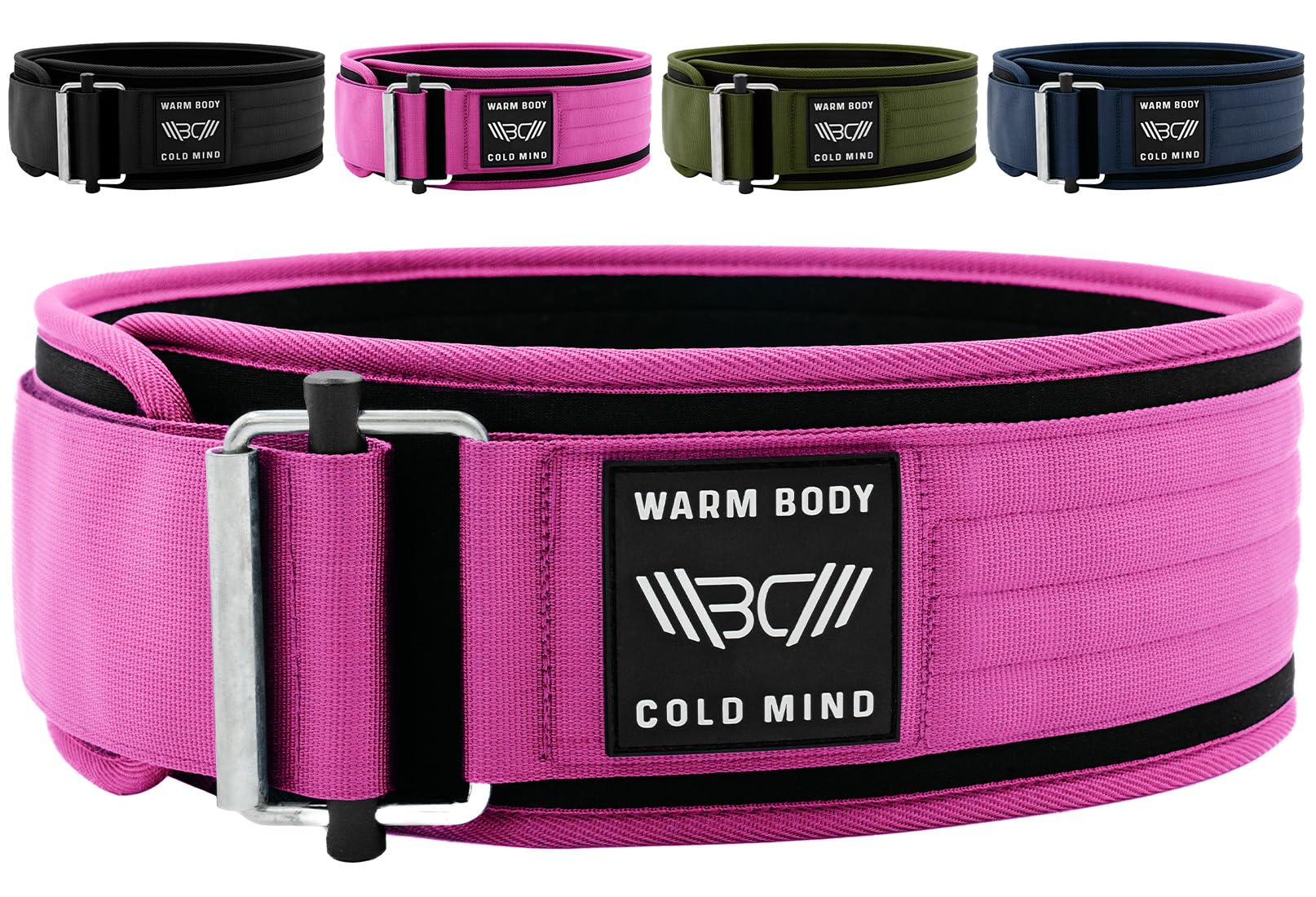 WARM BODY COLD MIND 4" Weight Lifting Belt 2.0 - Perfect for Olympic Weightlifting, Squats, Deadlift, Powerlifting - Gym Back Support for Men and Women