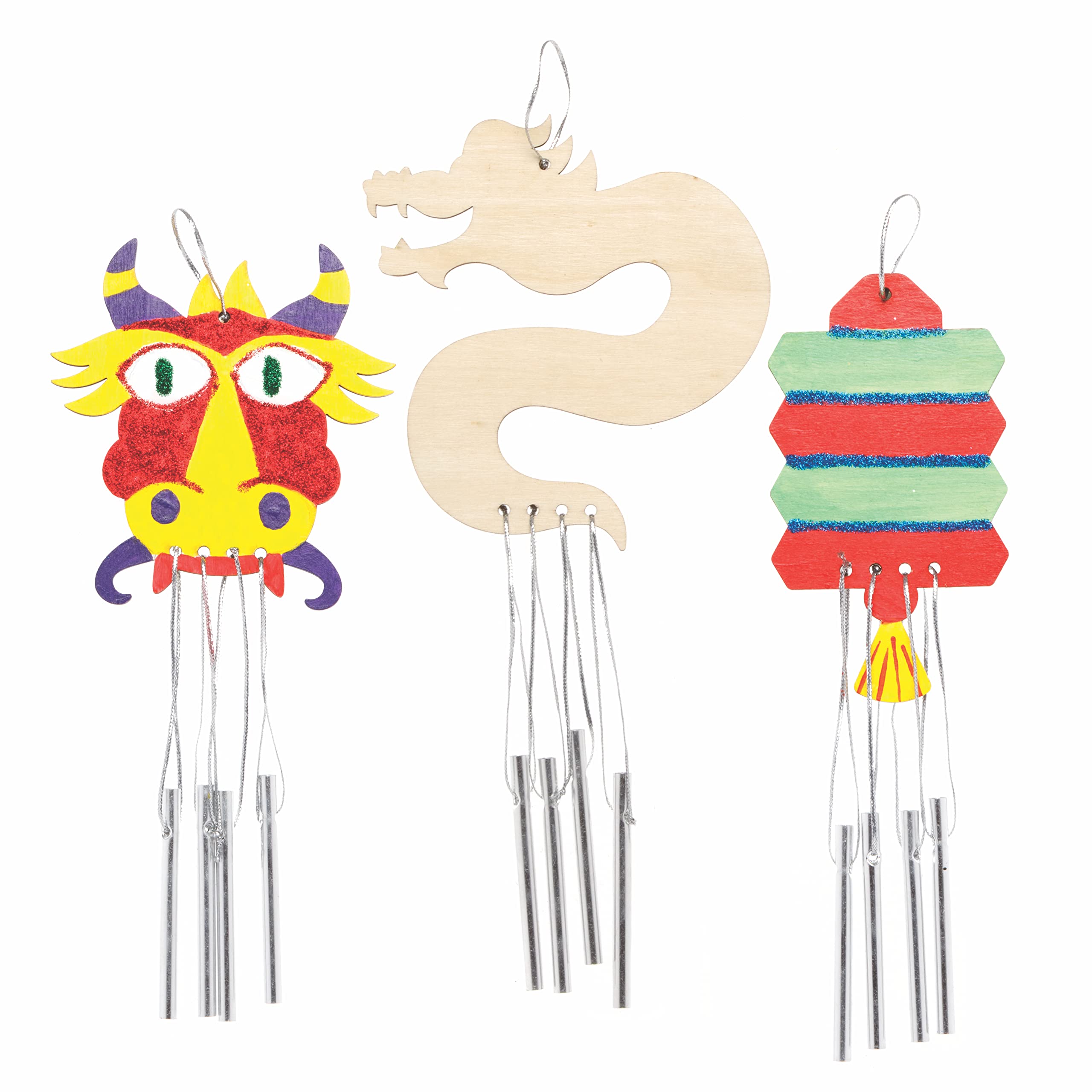Baker Ross Chinese New Year Wooden Windchimes - Pack of 4, Chinese New Year Craft Kit, Crafts For Kids (AX843)