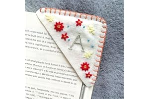 Personalized Hand Embroidered Corner Bookmark, Bookmarks for Women, Personalized Bookmark for Books, Cute Flower Book Mark, Hand Stitch Gift for Women for Book Lovers by HNQCPCVU (A, White)