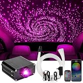 Starlight Headlight Kit, Twinkle Fiber Optic Star Lamps with APP | 500pcs 0.03in 9.8ft star light headlights cables, RGBW remote control star custom lamps for car home ceilling decor
