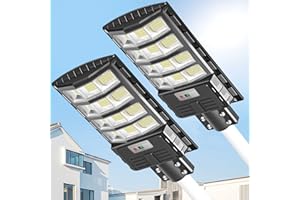 BUYTHA 1200W Solar Street Lights Outdoor - Solar Parking Lot Lights, 6500K Solar Led Outdoor Lights, Solar Lights Outdoor Waterproof, Dusk to Dawn, Solar Powered, Commercial Grade