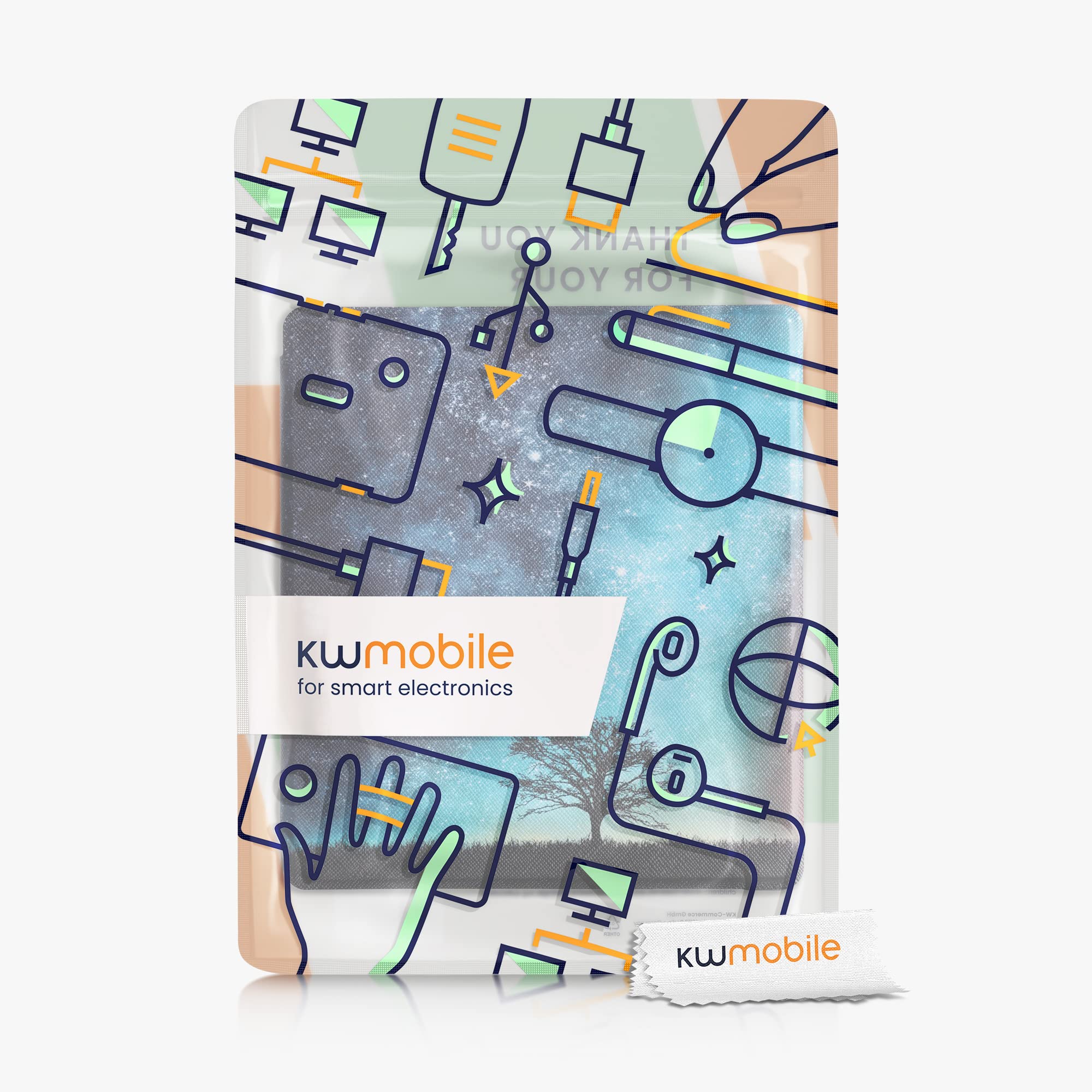 kwmobile Case Compatible with Amazon Kindle Oasis 10. Generation Case - eReader Cover - Cosmic Nature Blue/Grey/Black