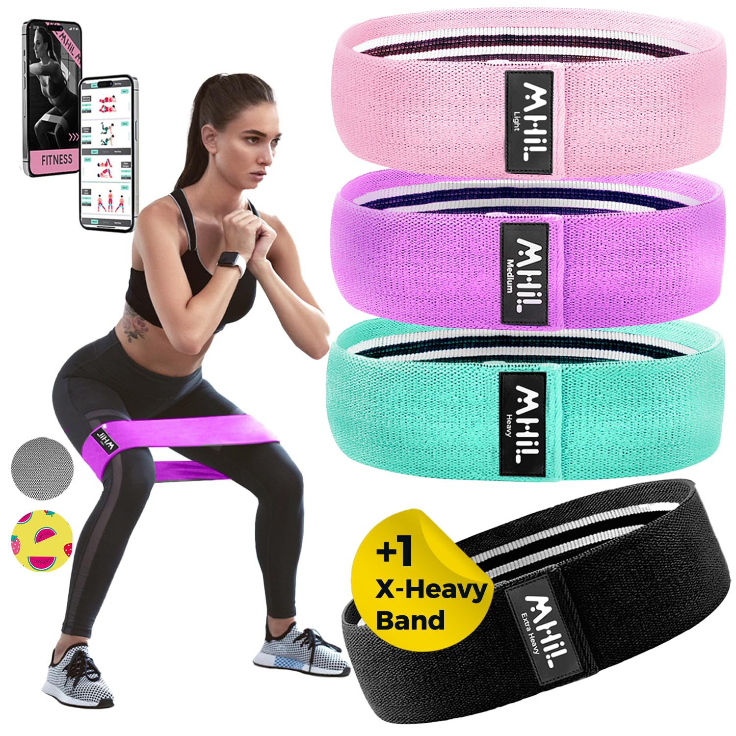 Booty Bands for Working Out – Set of Durable Fabric Resistance