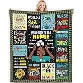 Poekuao Black Nurse Blanket for Women - African American Nurse Gifts Throw 50x60, Nurse Appreciation Blanket for Graduation, RN Nursing School, Birthday, Nurses Week