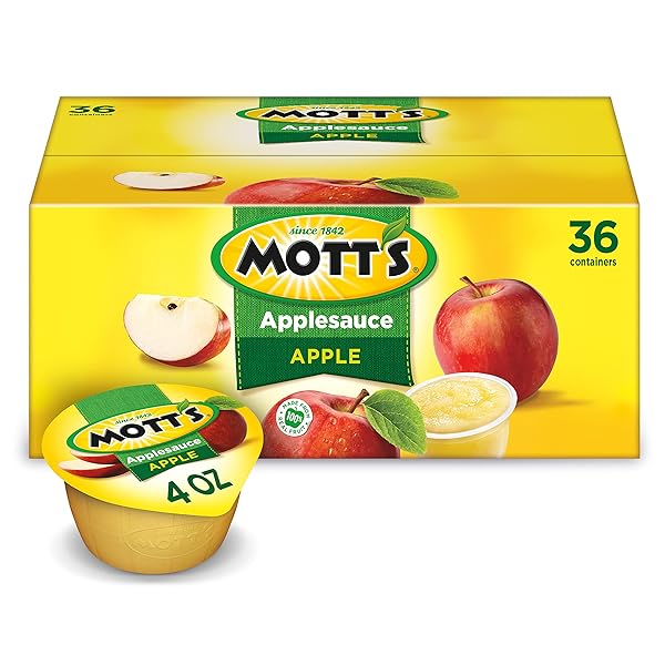MOTT’S APPLESAUCE, 4 OZ CUPS, 36 COUNT, NO ARTIFICIAL FLAVORS, GOOD SOURCE OF VITAMIN C, NUTRITIOUS OPTION FOR THE WHOLE FAMILY