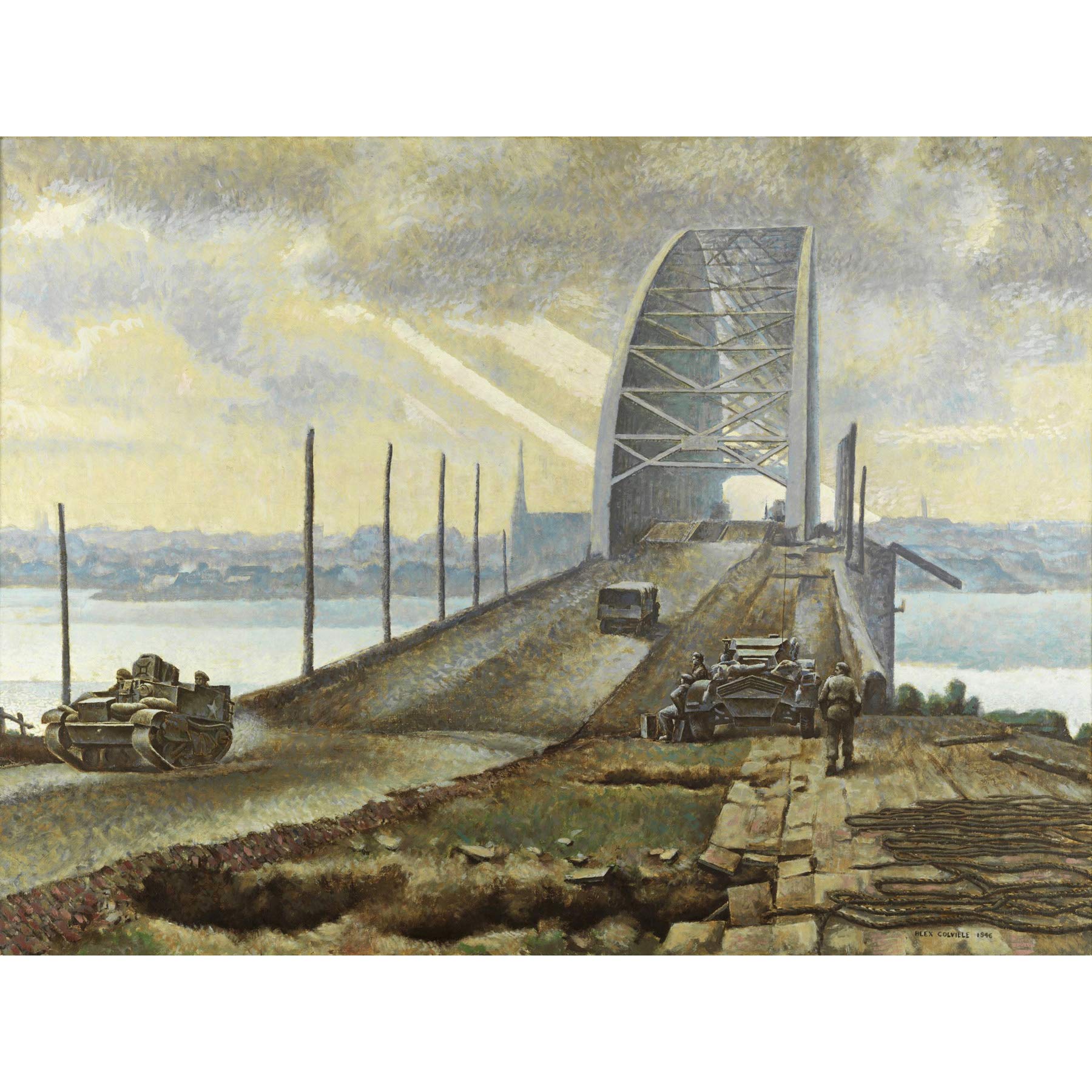 Colville Nijmegen Bridge Holland WWII War Painting Large Wall Art Print Canvas Premium Mural