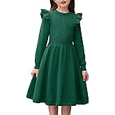 Arshiner Girls Sweater Dress Fall Winter Lantern Long Sleeve Cable Knit Pullover Midi Dresses