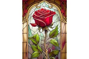 mrpwnle Rose Diamond Painting Kits for Adults,Rose Diamond Art Kits for Adults,Rose Gem Art Kits for Adults, Full Drill Diamond Painting Kits, Arts Crafts for Beginner Home Wall Decor 12X16in