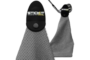 STICKIT Magnetic Towel, Gray | Top-Tier Microfiber Golf Towel with Deep Waffle Pockets | Industrial Strength Magnet for Strong Hold to Golf Carts or Clubs