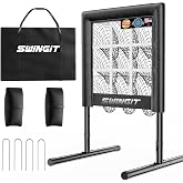 Upgrade 9 Hole Baseball Pitching Net with Strike Zone, Professional Heavy Duty 9 Pocket Softball Pitching net, Throwing Target Portable for Accuracy Training Practice Net, Adjustable Height