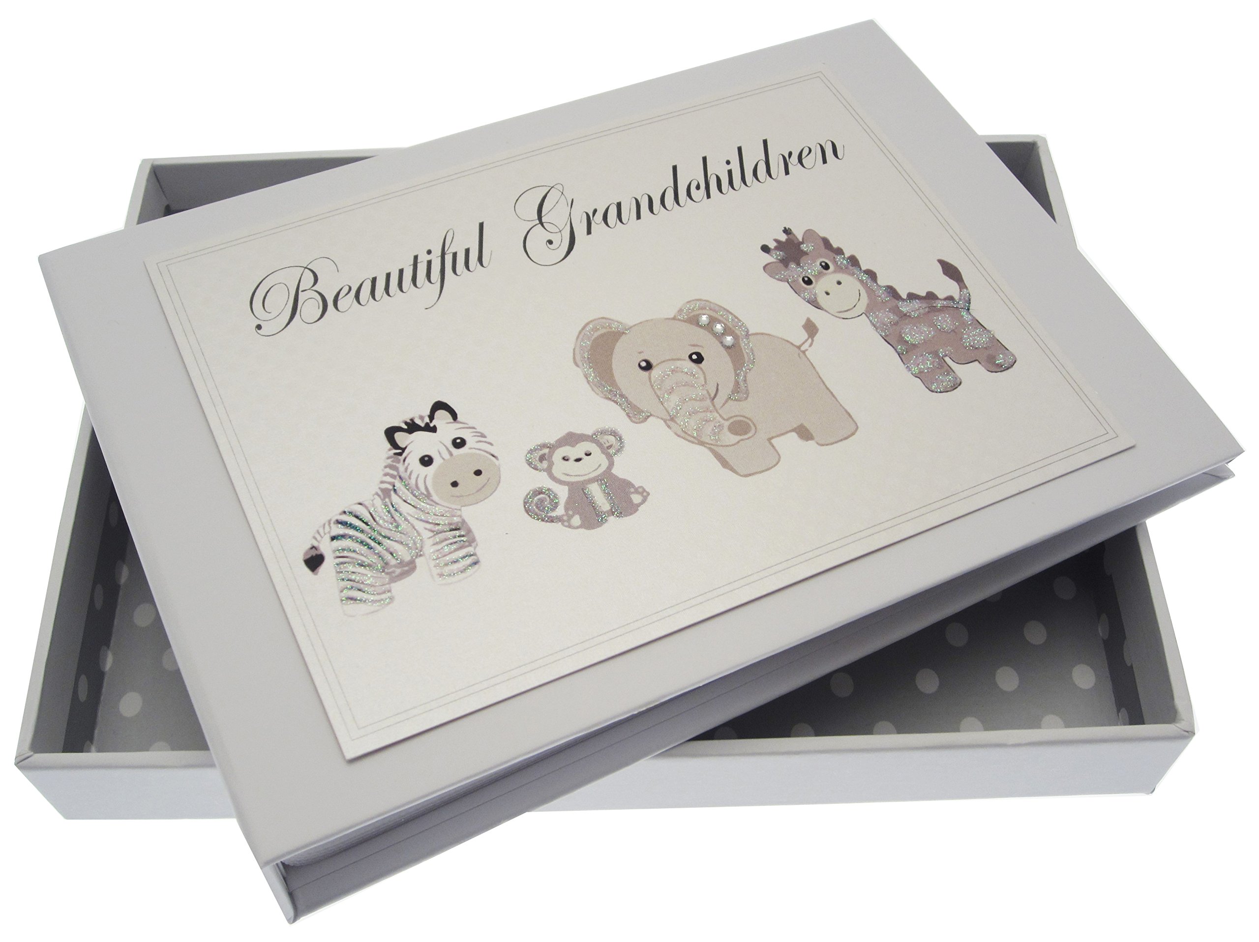 White Cotton Cards Beautiful Grandchildren Silver Toys Tiny Album