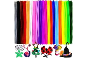 fulasiteu 200 pcs Multi-Color Pipe Cleaners and 100 pcs self-Adhesive Wiggle Eyes Sets for Crafts, Pipe Cleaners Bulk, Art and Craft Supplies, Chenille Stems, Pipe Cleaner for Crafts…