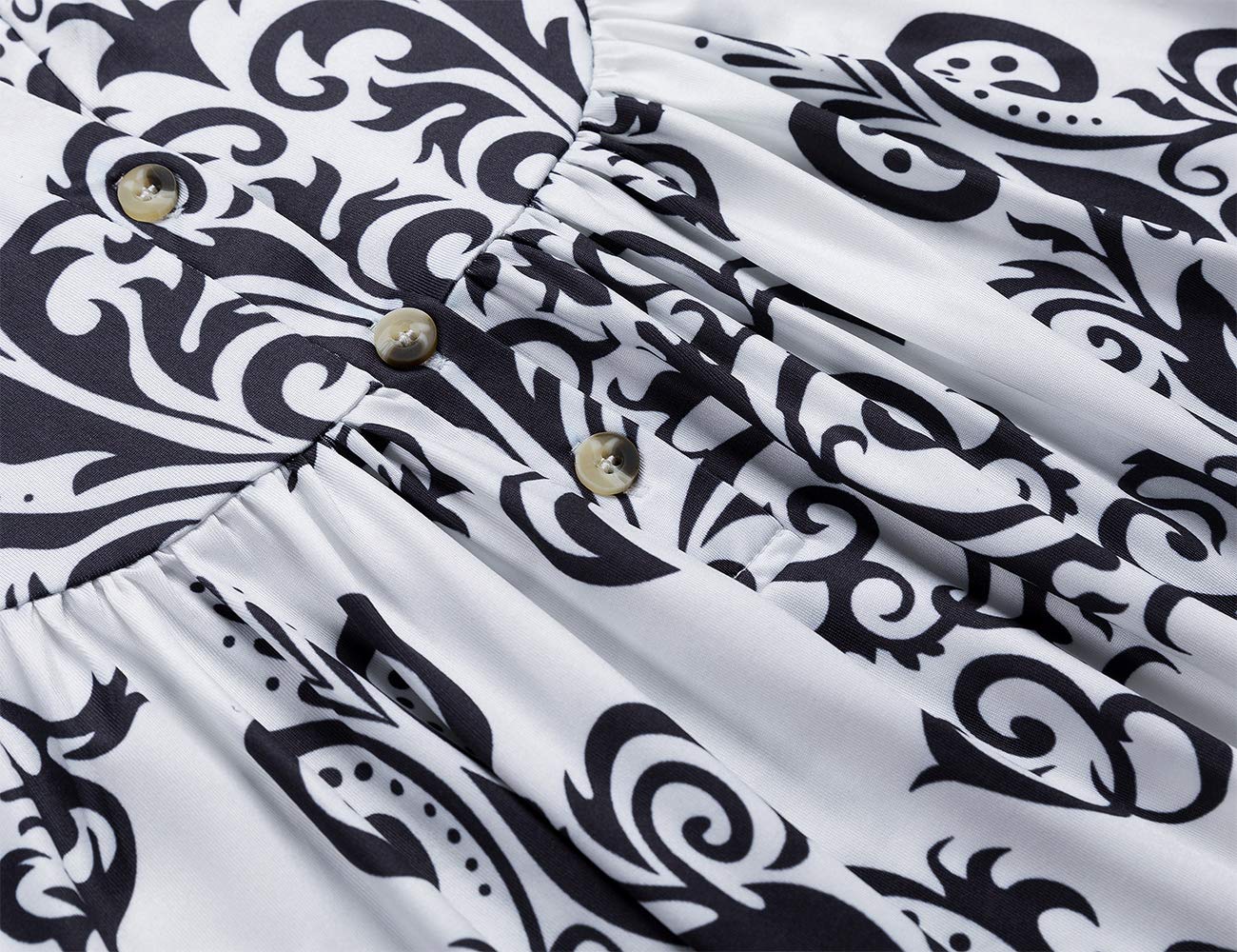 Eanklosco Women\'s Tops V Neck Floral Print Shirts Swing Ruffle Blouses Button up Tunic Casual Flowy Long/Short Sleeve