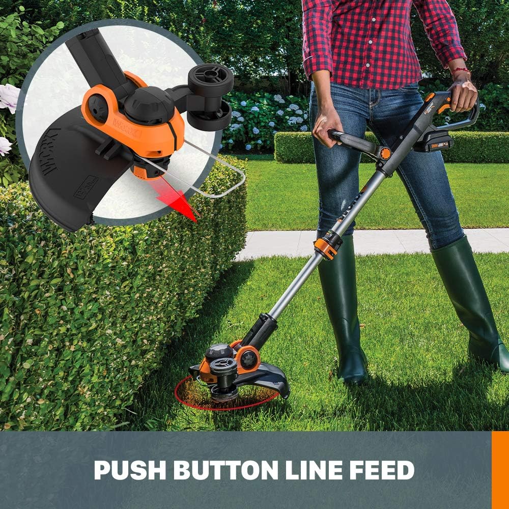 WORX WG163 GT 3.0 20V PowerShare 12" Cordless String Trimmer & Edger, 12in : Garden & Outdoor