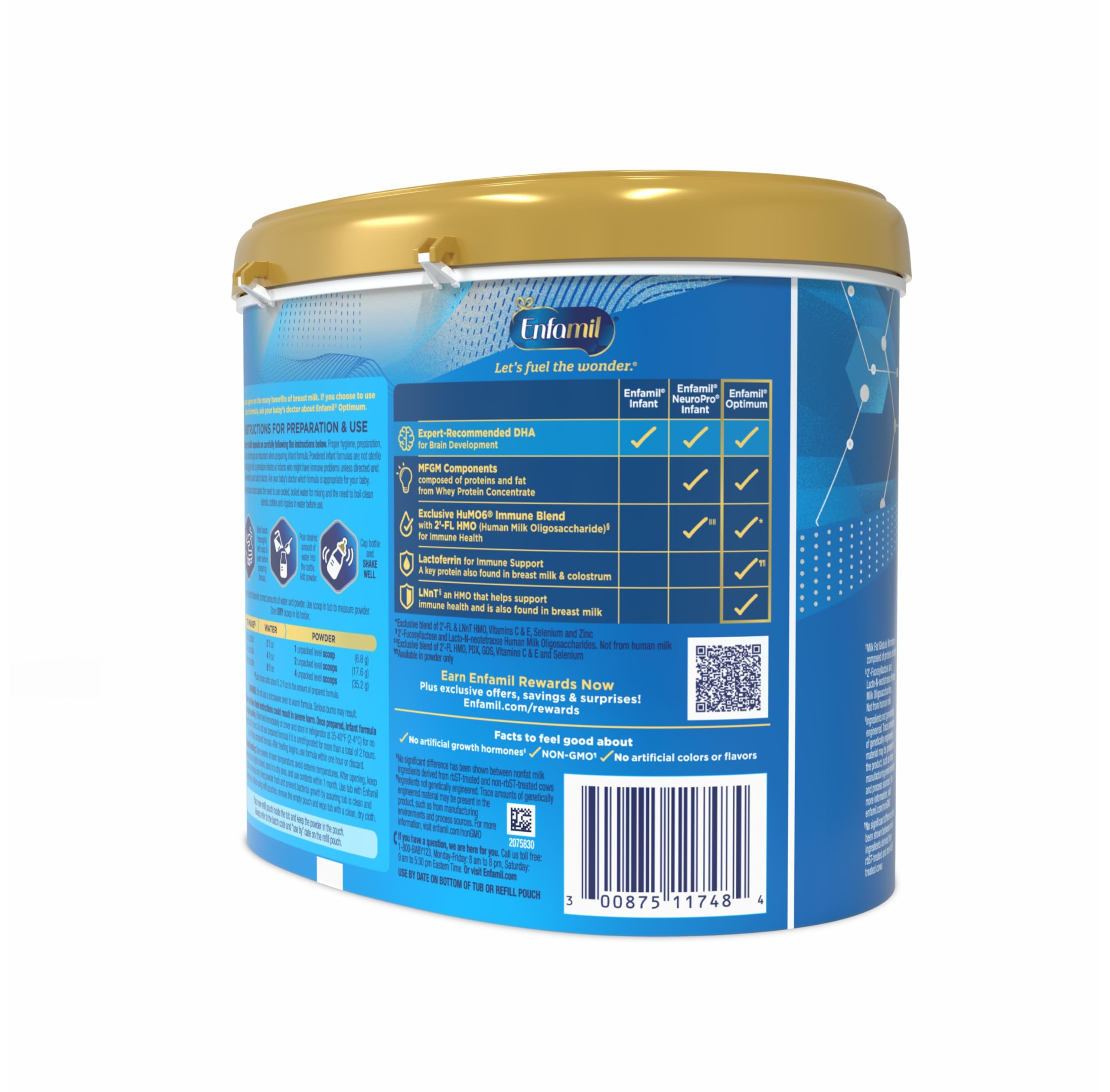 Enfamil Optimum (Enspire), Our Closest Formula to Breast Milk, Immune-Supporting Lactoferrin and Brain-Supporting DHA Baby Formula, Powder 20.5 Oz Tub