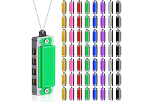 Ecally 64 Pcs Mini Harmonica Necklace Cute 4 Hole 8 Tone Necklace Adorable Adults Kids Harmonica Portable Music Party Favors Music Instrument, 8 Colors