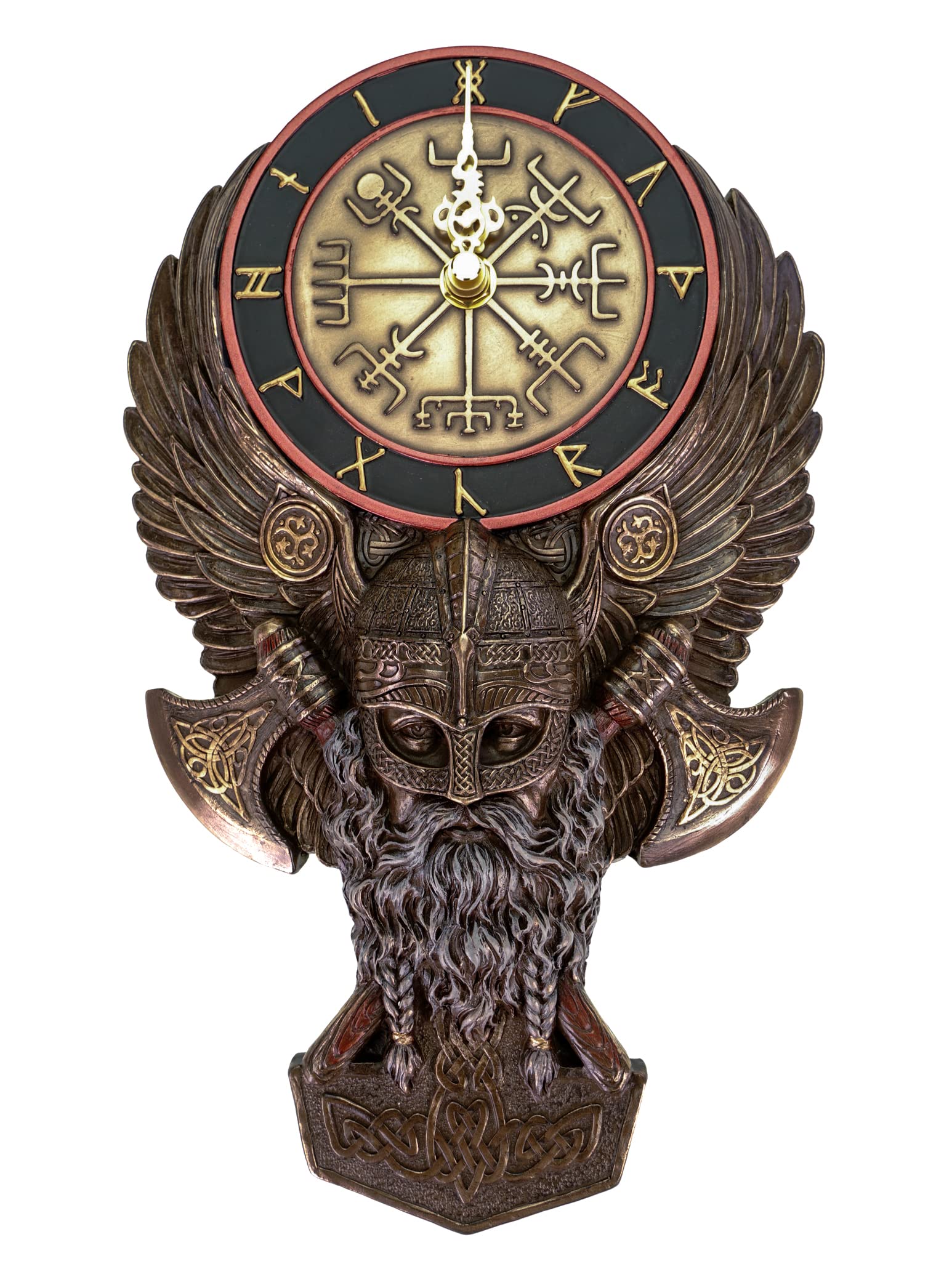 VOGLER Joh. Vogler GmbH Veronese Viking Wall Clock 29 cm Figurine Bronzed Hand-Coloured Clock Gift Idea