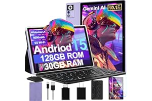 2025 Android 15 Tablet with Keyboard | Gemini AI, 30GB+128GB Octa-Core Electronics Tablets w/ 10 Inch IPS HD Display, 8000mAh