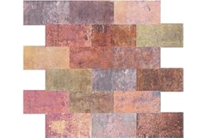 DEWOO 10-Sheet Peel and Stick Wall Tiles PVC Backsplash Back Splash Stick on Tiles for Kitchen Bathroom (13.5" x 11.4"，Colorful）