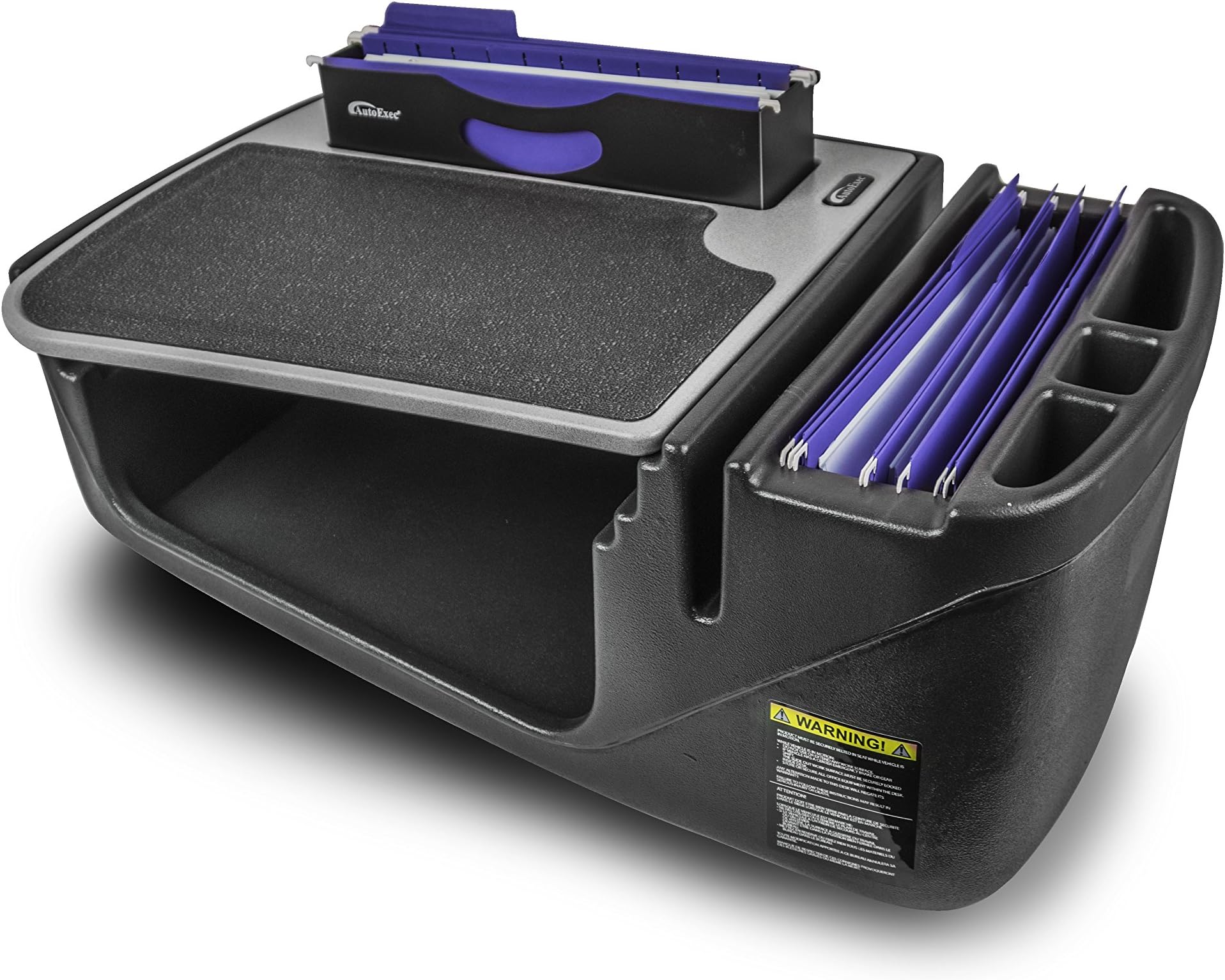 AutoExec AUE00639 Efficiency FileMaster Car Desk Grey Finish with Built-in 200 Watt Power Inverter