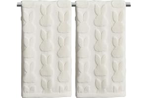 WKJZH 2Pcs Easter Hand Towels White Rabbit Cotton Bathroom Towel Decorative Absorbent Bath Towel for Drying Cleaning Cooking,
