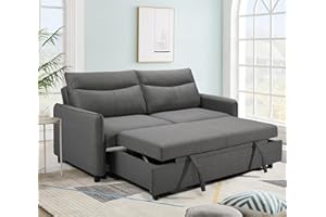 THSUPER 75-Inch Queen Size Convertible Sleeper Sofa Bed, Comfortable Pull-Out Futon Loveseat, Full Love Seat for RV Small Spaces, Hide-A-Bed Fold Out Couch - Grey