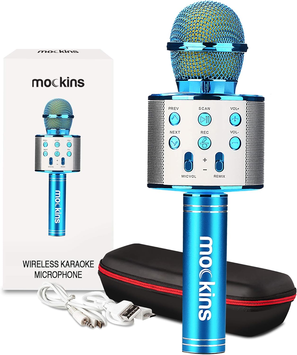 Mockins Micrófono de karaoke inalámbrico Bluetooth, con bocina