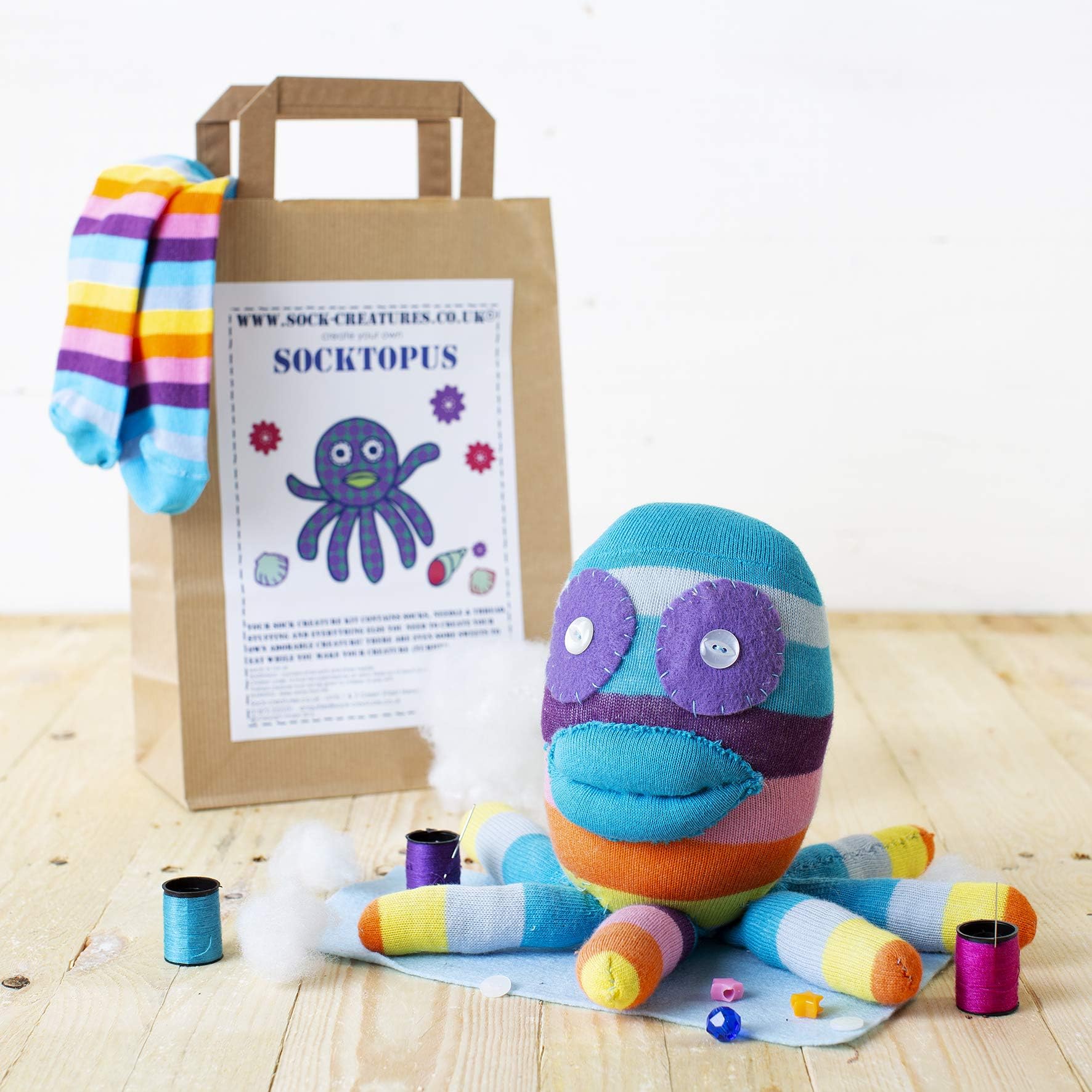 Socktopus Craft Kit - Complete Craft Kit to Create Your Own Octopus