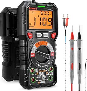 KAIWEETS Digital Multimeter TRMS 6000 Counts Voltmeter Auto-Ranging Fast Accurately Measures Voltage Current Amp Resistance Diodes Continuity Duty-Cycle Capacitance Temperature for Automotive