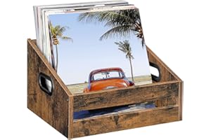 CHOEZON Vinyl Record Storage Organizer, Vintage Wooden Display Holder for Album,Desktop File Storage Box, Trapezoidal Storage