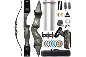 OUBERT 60 Inch Black Hunter Takedown Recurve Bow 20-60lbs Hunting Bow and Arrow Set with Arrow Quiver Right Hand Archery Bows for Adults Target Practice Shooting Training