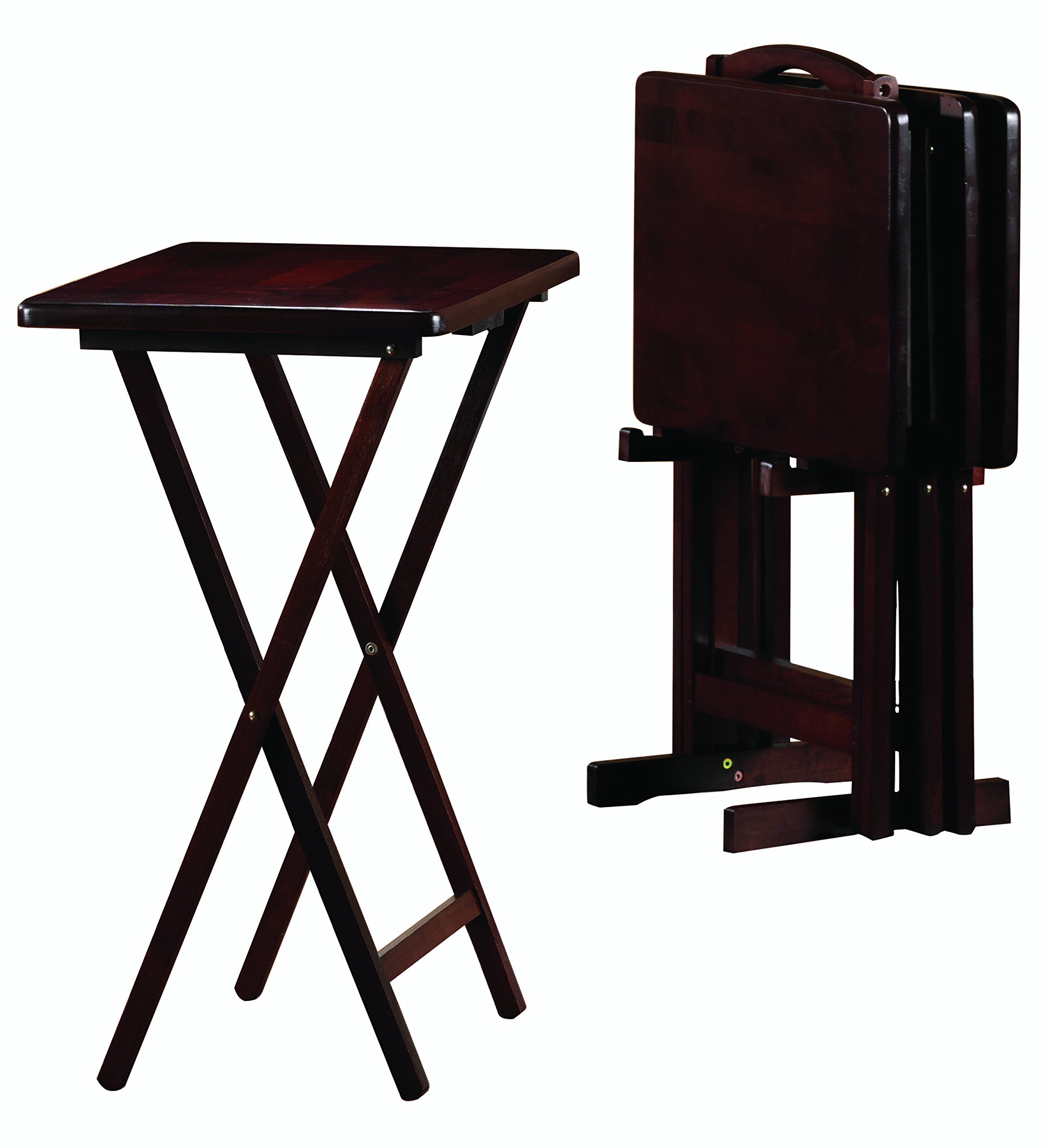 PJ Wood 5-piece Folding TV Tray & Snack Table - Espresso- ONE BROKEN, SOME SCRATCHED