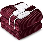 HYLEORY Heated Blanket Electric Queen, Soft Flannel Sherpa Heater 5 Heat Settings and 10 Hours Auto Shut-Off Heating Blanket ETL Certification Over-Heat Protection Machine Washable,Red