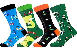 WeciBor Colorful Novelty Theme Socks for Men, 4 Pack Multicolor Funny Gift Socks, Size 7-13