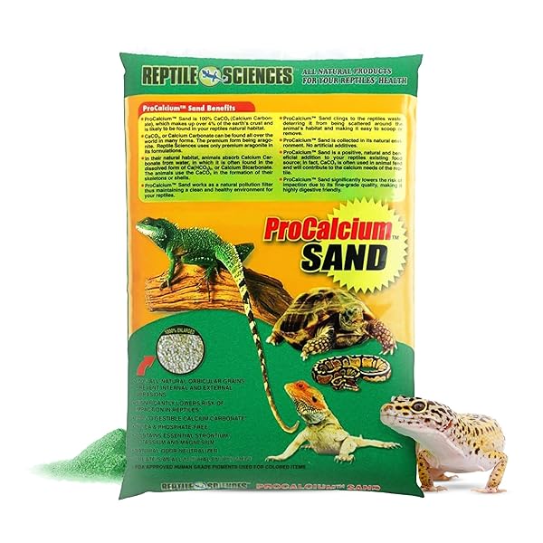 REPTILE SCIENCES GREEN PRO-CALCIUM TERRARIUM SAND – 10 LBS – NATURAL SUBSTRATE FOR REPTILE HABITATS, SUPPORTS DIGGING & ENCLOSURE MAINTENANCE