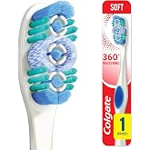 Colgate 360 Whitening Toothbrush with Soft Bristles, 1 Pack, Adult Manual Toothbrush with Whitening Polishing Cups, Easy to Open, Recyclable Packaging