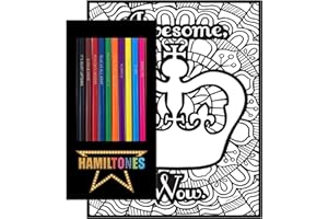 THEATRE NERDS Hamiltones Colored Pencils/Pages Gift Set. 12 Broadway Musical Themed Pencils and Pack of 4 Coloring Pages