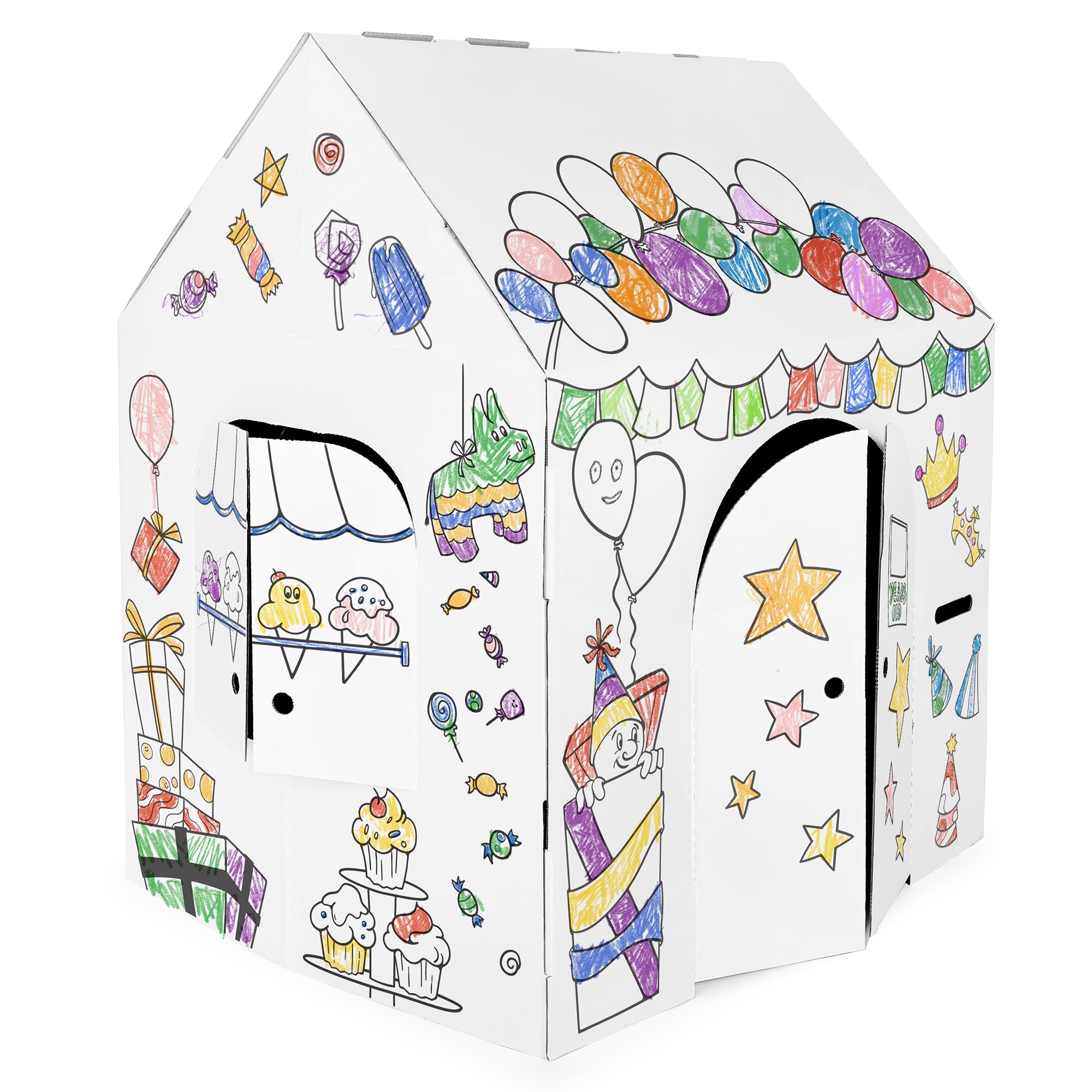 Easy Playhouse Birthday - Kids Art & Craft for Indoor & Outdoor Fun, Color, Draw, Doodle – Decorate & Personalize The Cardboard Fort, 32