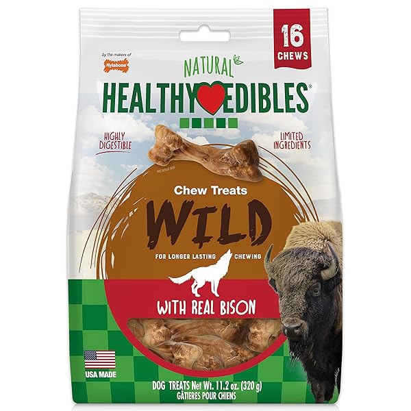 NYLABONE HEALTHY EDIBLES WILD NATURAL DOG CHEW TREATS,...