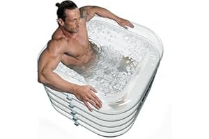 REBREA Inflatable Ice Bath Tub -Large Clear See Through -Ice Plunge Tub for Cold Water Therapy - Portable Cold Plunge Tub - I