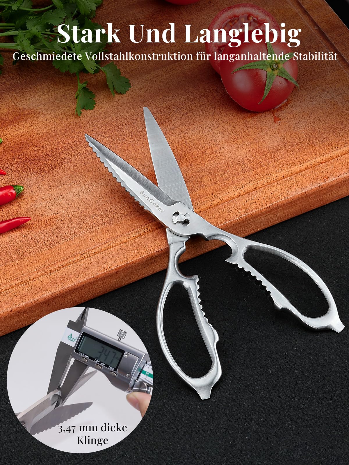 Küchenschere Edelstahl, zerlegbar, spülmaschinengeeignet, Küchenschere für Fleisch, Fisch und Gemüse, robuste Küchenschere 2