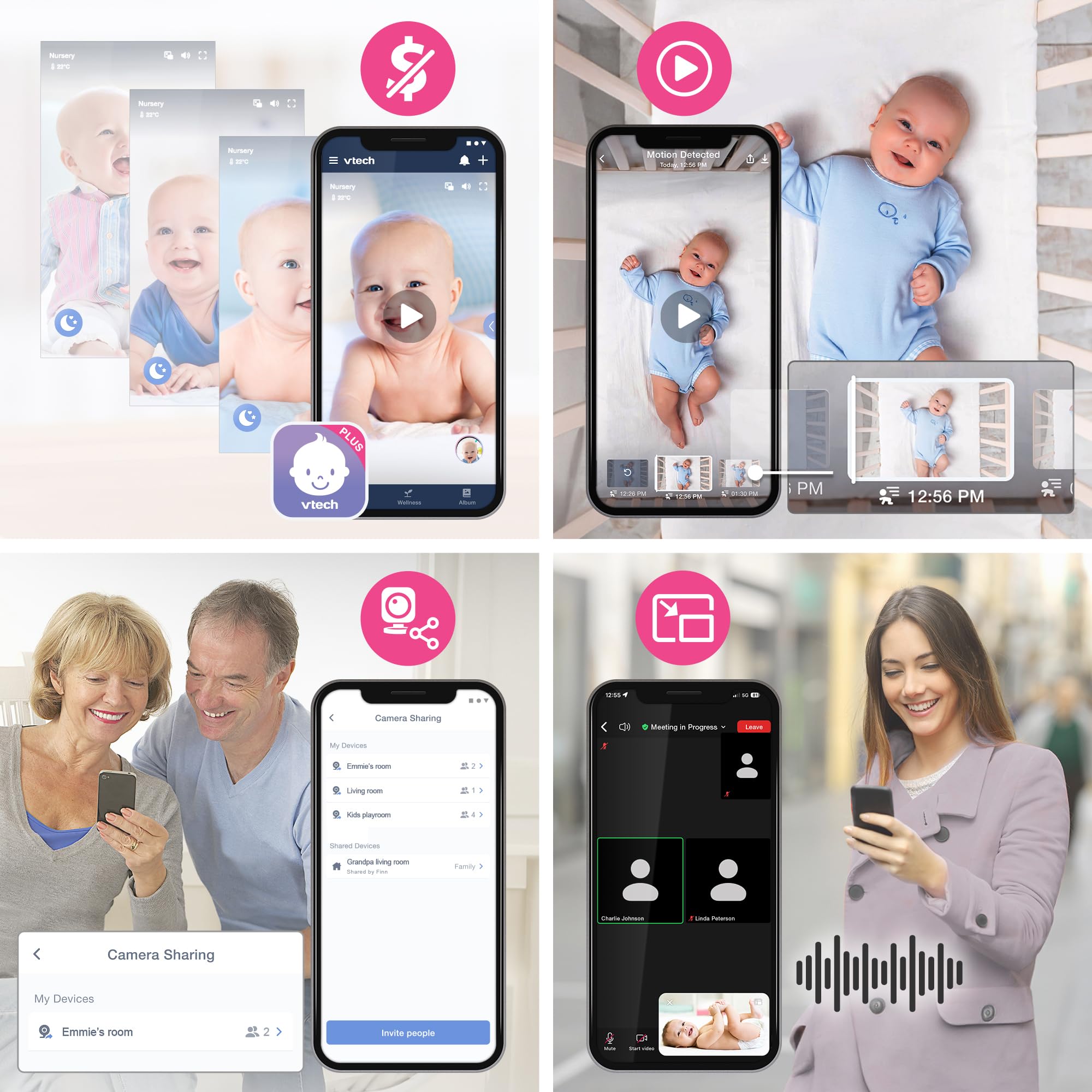 VTech Smart WiFi Baby Monitor, 2K CMOS Sensor Camera, 5.5-inch HD IPS Screen, Clear Infrared Night Vision, Pan-Tilt, 24x Zoom, 2-Way Talk, Multi-Color Night Light, Soothing, Free App: Smart HD Plus