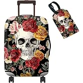 BWEGRHE Luggage Cover Plus - Sugar Rose Skull Travel Suitcase Cover for 18-20 inch Luggage (S) with Concealed Zipper, Washable Elastic Cloth, Dustproof, Anti-Scratch