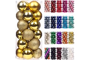 Emopeak 24Pcs Christmas Balls Ornaments for Xmas Tree - 2.5 Inch Shatterproof Christmas Tree Decorations Hanging Ball for Holiday Wedding Party Decoration Gold