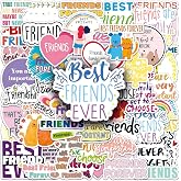 Friendship Stickers Kids Teens Girls Students Cute 51 PCS Friends Forever English Phrases Decoration Laptops Decals Phone Water Bottle Cup Luggage Computer Wall Award Sticker