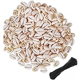 200PCS White 0.55"-0.63" Natural Strong Cowrie Shell Beads Smooth Cut Oval Seashells, Beach Seashells with Big Hole for DIY Craft Jewelry Making, Adorning Hair Locks and Braids