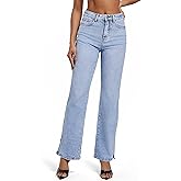 ETTELO Womens Jeans Hig Waisted Straight Leg Loose Stretchy Tummy Control Trendy Side Slit Jeans for Women 2025