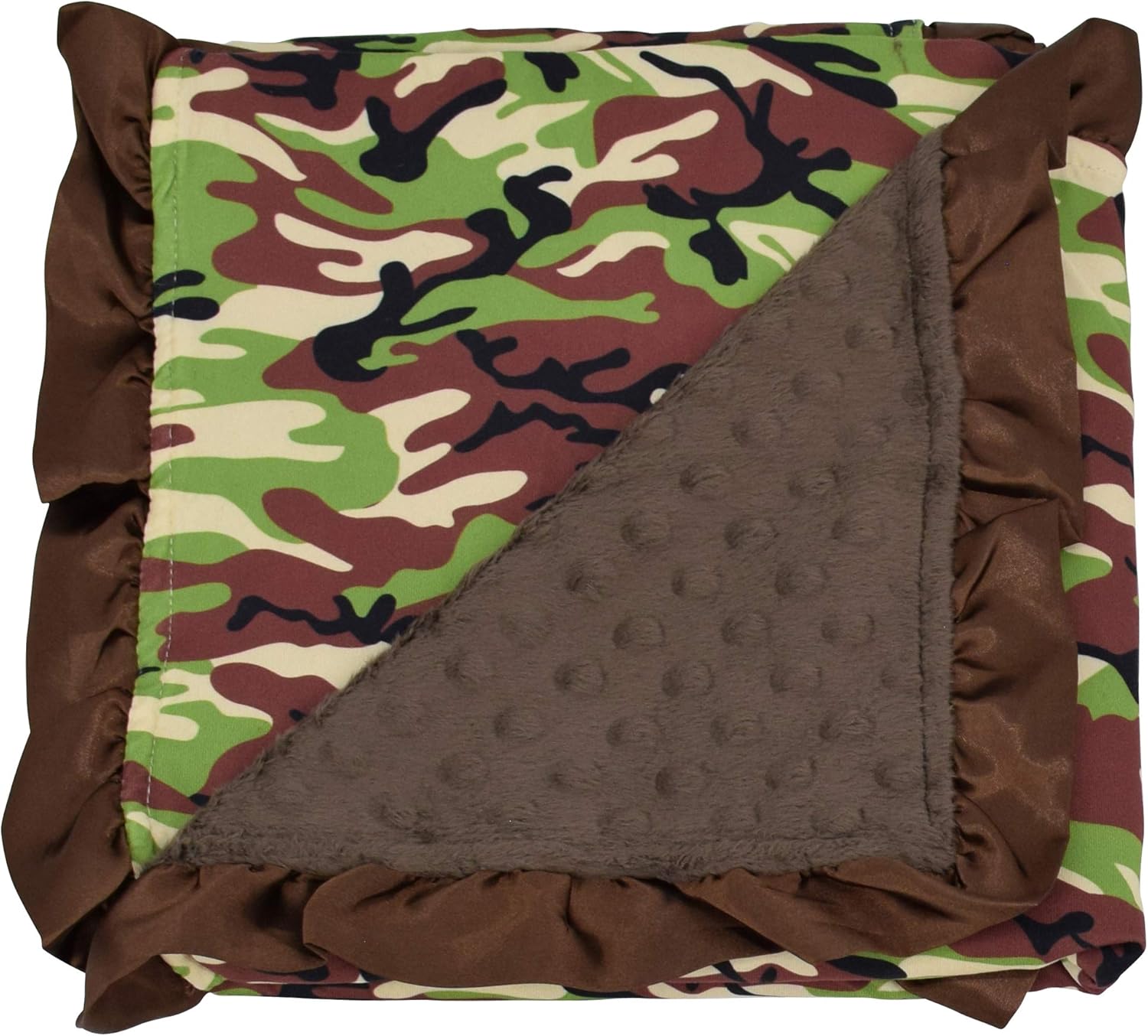 green baby blanket with satin trim